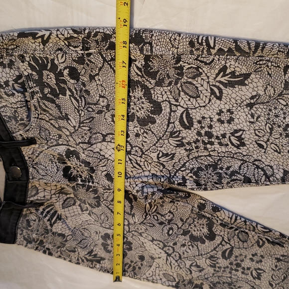 CURRENT ELLIOTT New Jeans Ankle Skinny Light Grey Black Lace Floral Women's HPπ - Picture 16 of 17